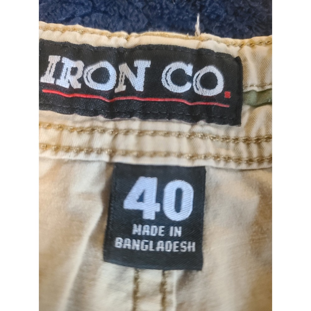 Iron Co Mens Tan Khaki Cargo Shorts Size 40 Utility Multi Pocket Cotton Blend - Picture 2 of 4